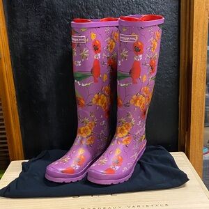 London Fog Purple Floral Women's Rain Boots